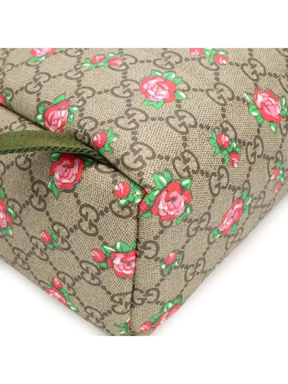 Gucci Children's GG Supreme Backpack Rose Print Floral Pattern Heart Leather